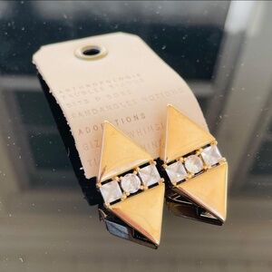 Crystal-Inset Diamond-Shaped Post Earrings